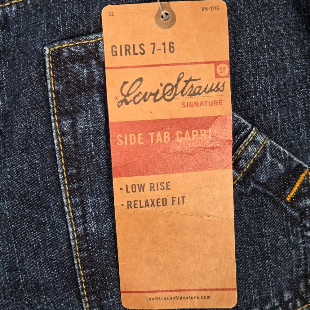 NEW‎ Deadstock Levi's Girls 14 Side Tab Capri Jeans Low Rise Patch Pocket Y2K - Picture 4 of 7